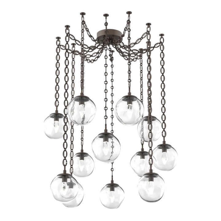 Aster Swag Chandelier by Hammerton Studio 12 Lights in Flat Bronze with Clear glass on chain (LED)