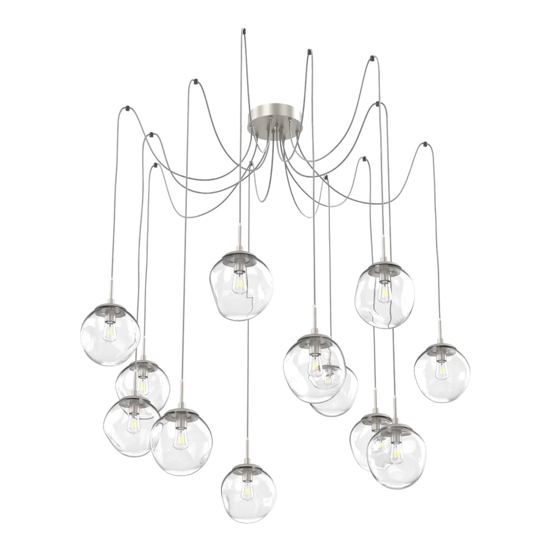 Aster Swag Chandelier by Hammerton Studio 12 Lights in Beige Silver with Clear glass on adjustable cord (E26)