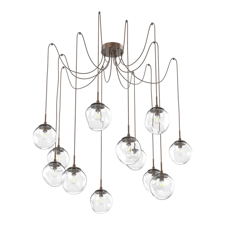 Aster Swag Chandelier by Hammerton Studio 12 Lights in Burnished Bronze with Clear glass on adjustable cord (E26)