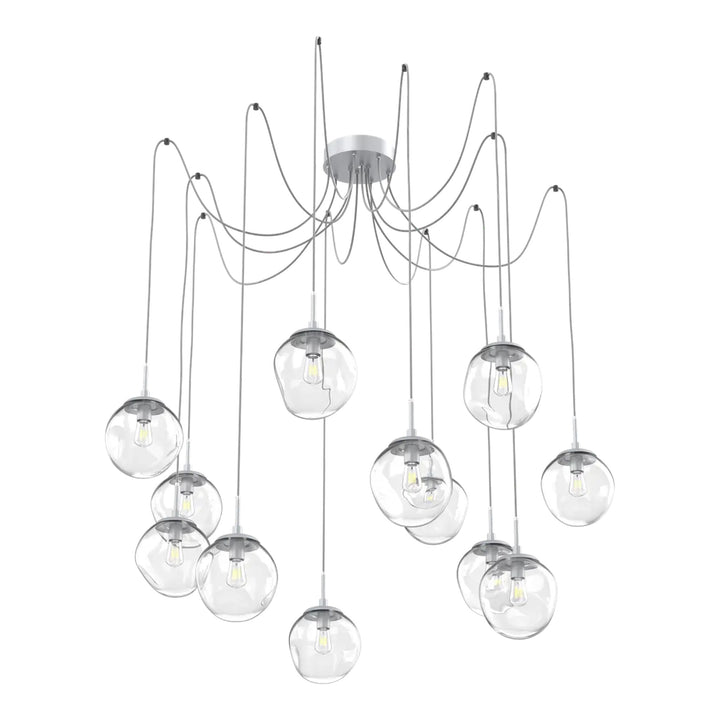 Aster Swag Chandelier by Hammerton Studio 12 Lights in Classic Silver with Clear glass on adjustable cord (E26)
