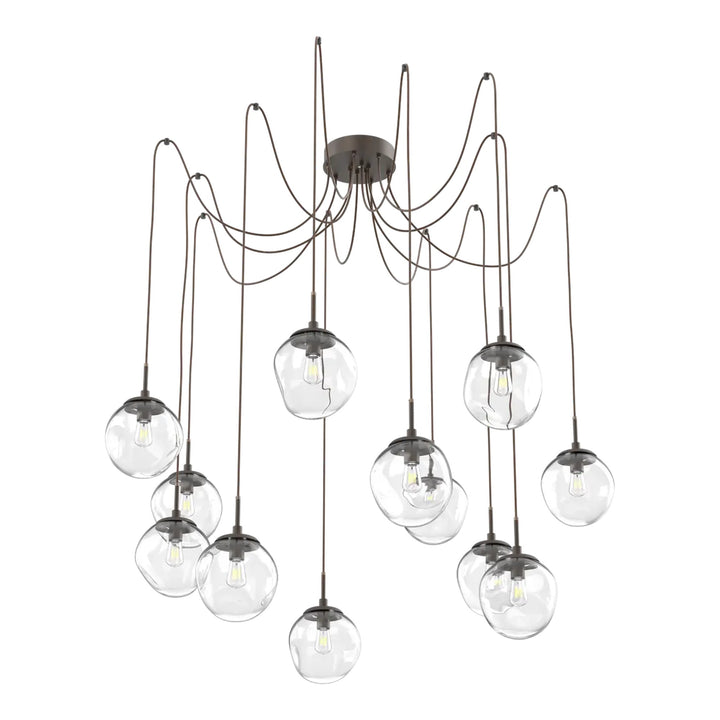 Aster Swag Chandelier by Hammerton Studio 12 Lights in Flat Bronze with Clear glass on adjustable cord (E26)