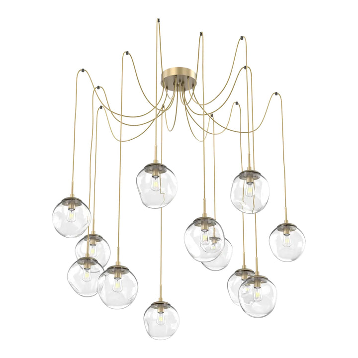 Aster Swag Chandelier by Hammerton Studio 12 Lights in Gilded Brass with Clear glass on adjustable cord (E26)