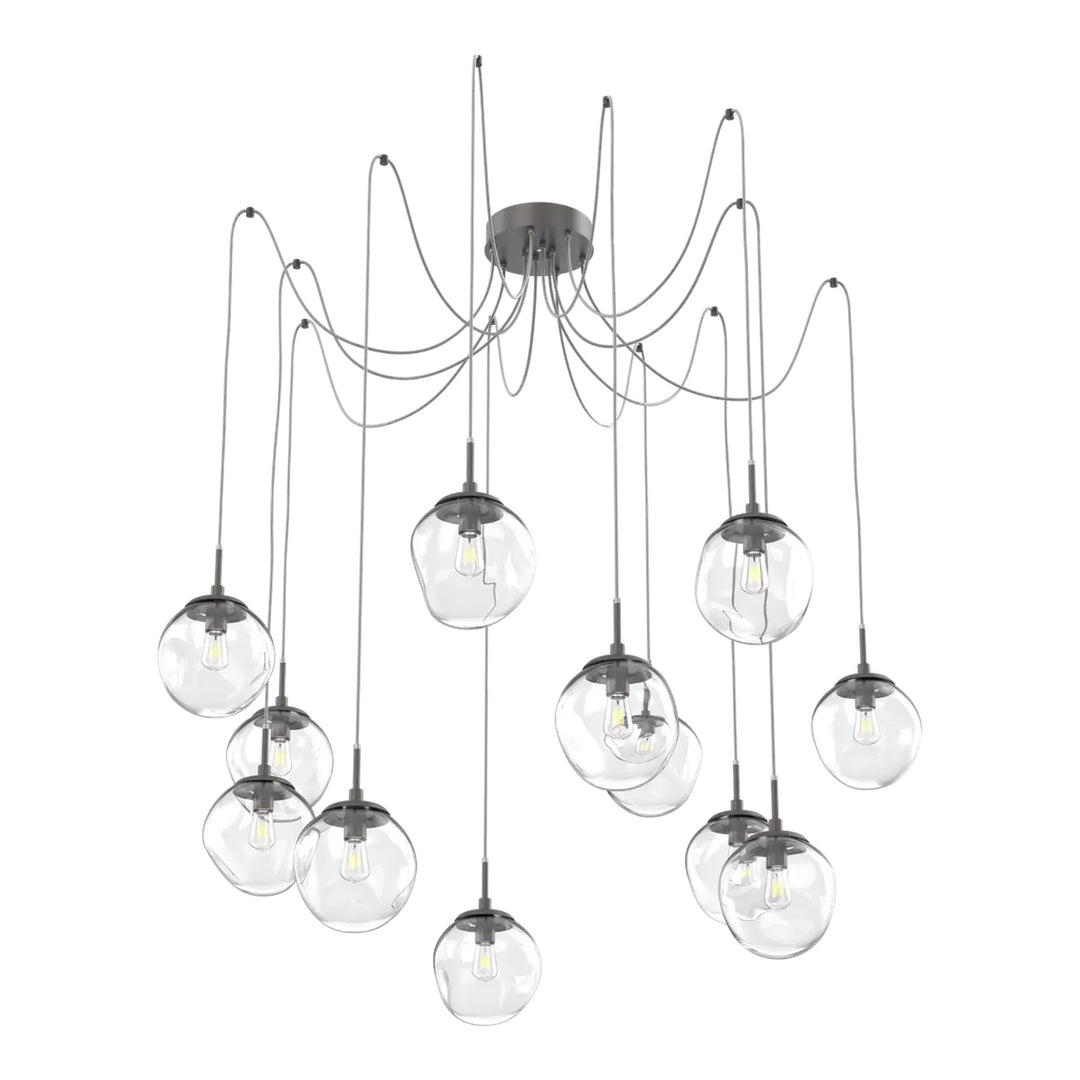 Aster Swag Chandelier by Hammerton Studio 12 Lights in Graphite with Clear glass on adjustable cord (E26)