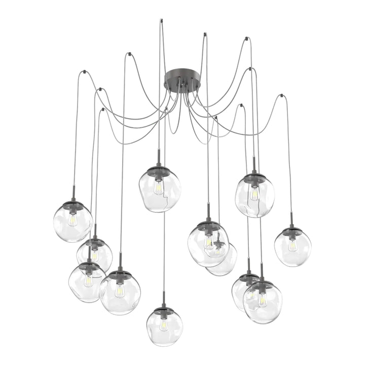 Aster Swag Chandelier by Hammerton Studio 12 Lights in Graphite with Clear glass on adjustable cord (E26)