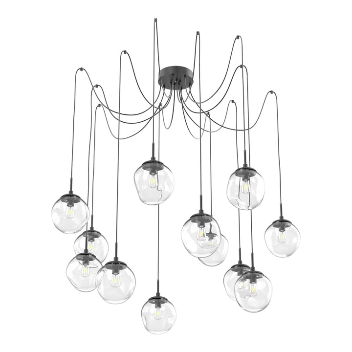 Aster Swag Chandelier by Hammerton Studio 12 Lights in Matte Black with Clear glass on adjustable cord (E26)