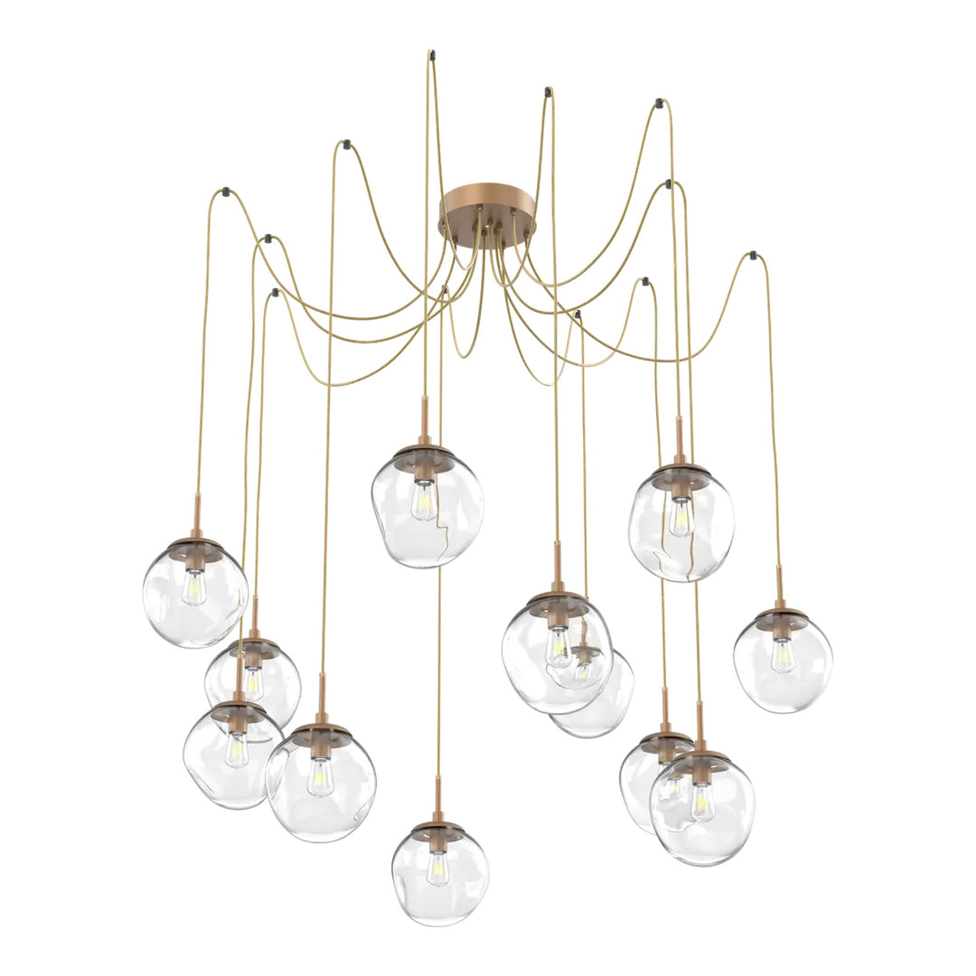 Aster Swag Chandelier by Hammerton Studio 12 Lights in Novel Brass with Clear glass on adjustable cord (E26)