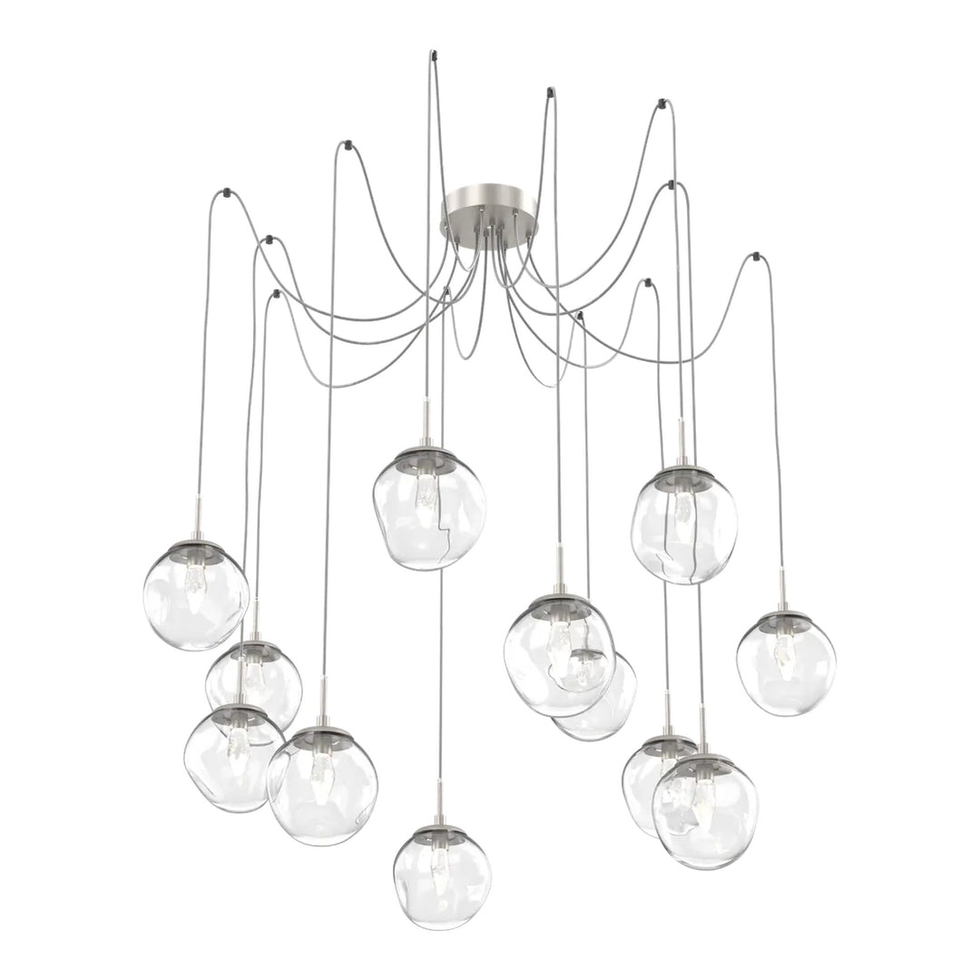 Aster Swag Chandelier by Hammerton Studio 12 Lights in Beige Silver with Clear glass on adjustable cord (LED)