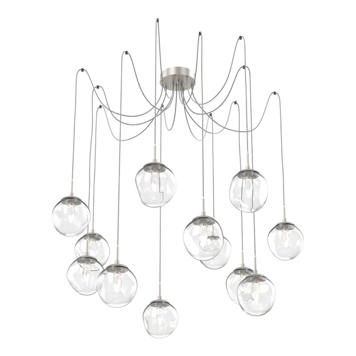 Aster Swag Chandelier by Hammerton Studio 12 Lights in Beige Silver with Clear glass on adjustable cord (LED)
