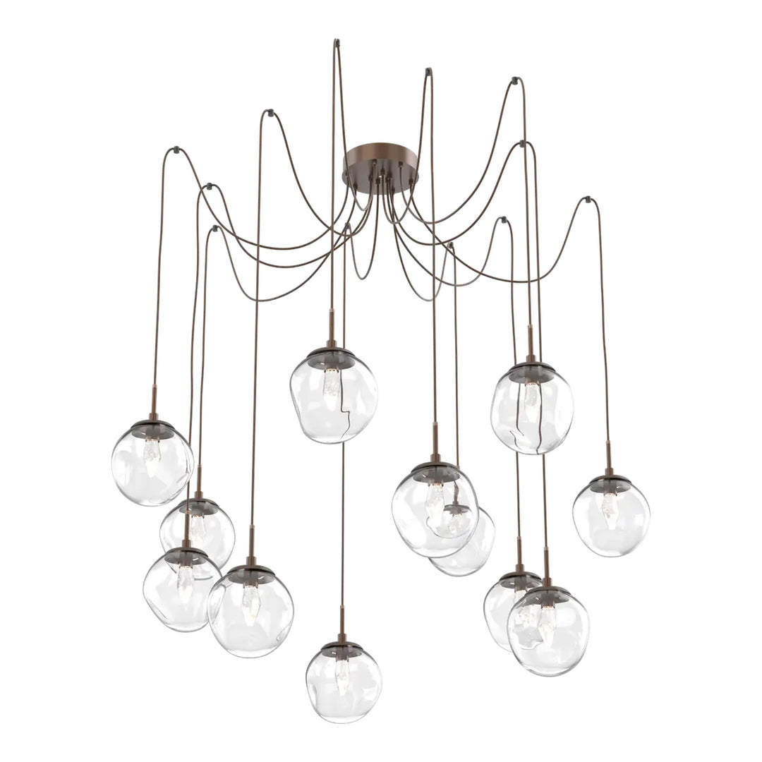 Aster Swag Chandelier by Hammerton Studio 12 Lights in Burnished Bronze with Clear glass on adjustable cord (LED)