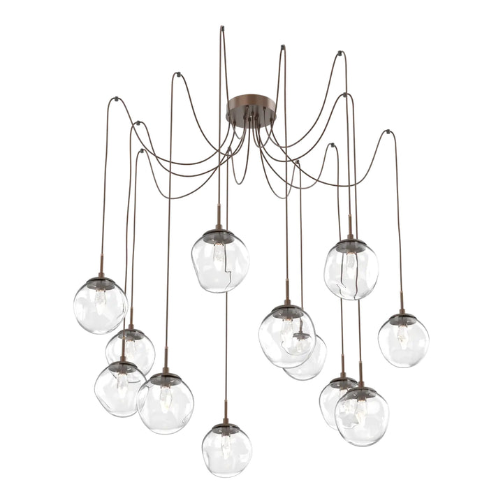 Aster Swag Chandelier by Hammerton Studio 12 Lights in Burnished Bronze with Clear glass on adjustable cord (LED)
