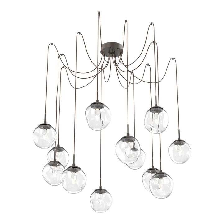 Aster Swag Chandelier by Hammerton Studio 12 Lights in Flat Bronze with Clear glass on adjustable cord (LED)