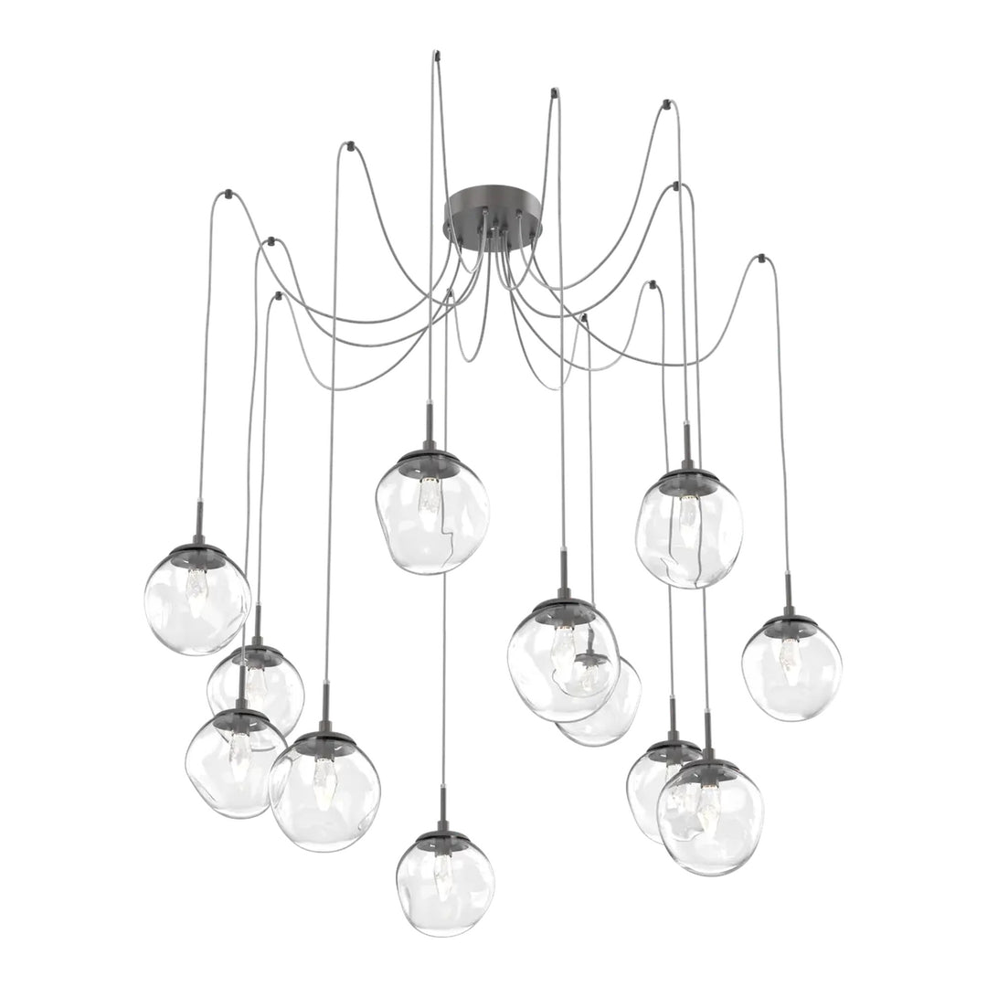 Aster Swag Chandelier by Hammerton Studio 12 Lights in Graphite with Clear glass on adjustable cord (LED)