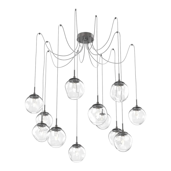 Aster Swag Chandelier by Hammerton Studio 12 Lights in Graphite with Clear glass on adjustable cord (LED)