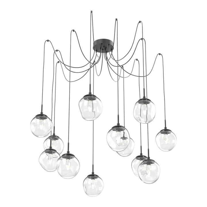 Aster Swag Chandelier by Hammerton Studio 12 Lights in Matte Black with Clear glass on adjustable cord (LED)