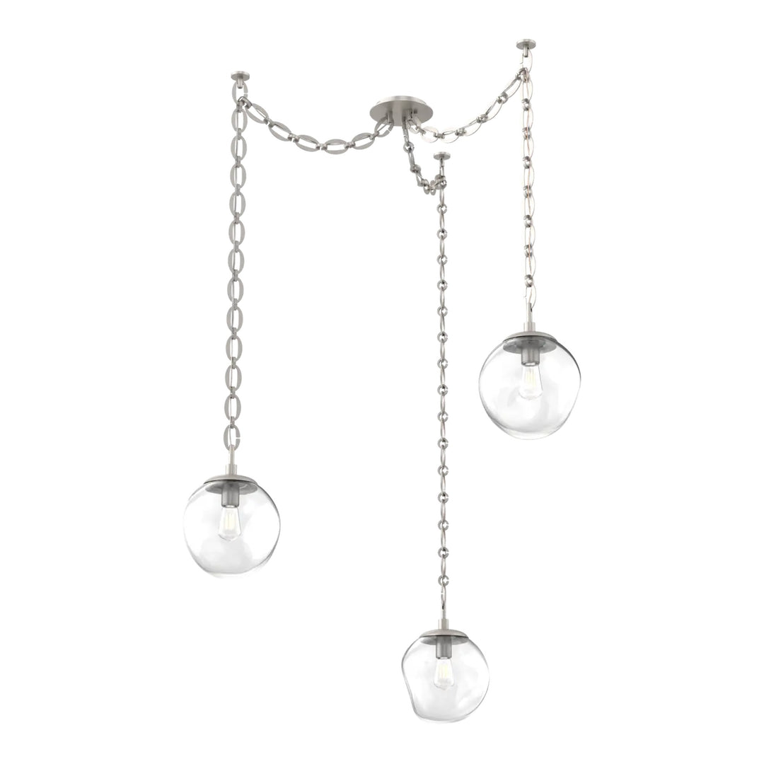 Aster Swag Chandelier by Hammerton Studio 3 Lights in Beige Silver with Clear glass on chain (E26)