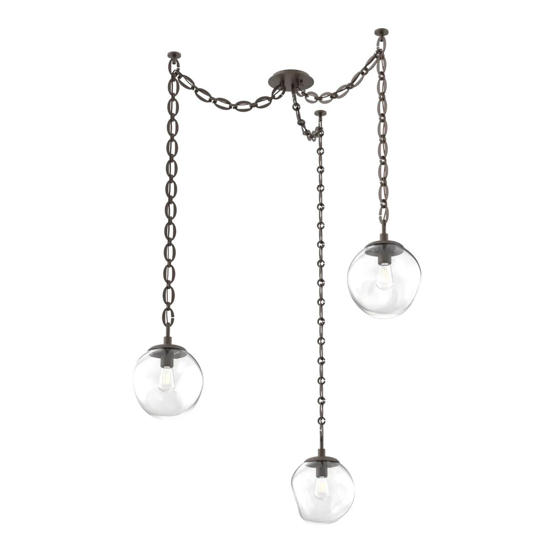 Aster Swag Chandelier by Hammerton Studio 3 Lights in Flat Bronze with Clear glass on chain (E26)