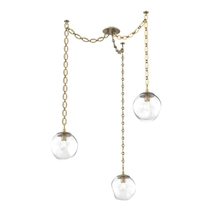 Aster Swag Chandelier by Hammerton Studio 3 Lights in Gilded Brass with Clear glass on chain (E26)