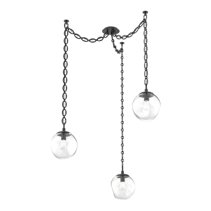 Aster Swag Chandelier by Hammerton Studio 3 Lights in Matte Black with Clear glass on chain (E26)