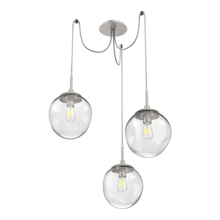 Aster Swag Chandelier by Hammerton Studio 3 Lights in Beige Silver with Clear glass on adjustable cord (E26)