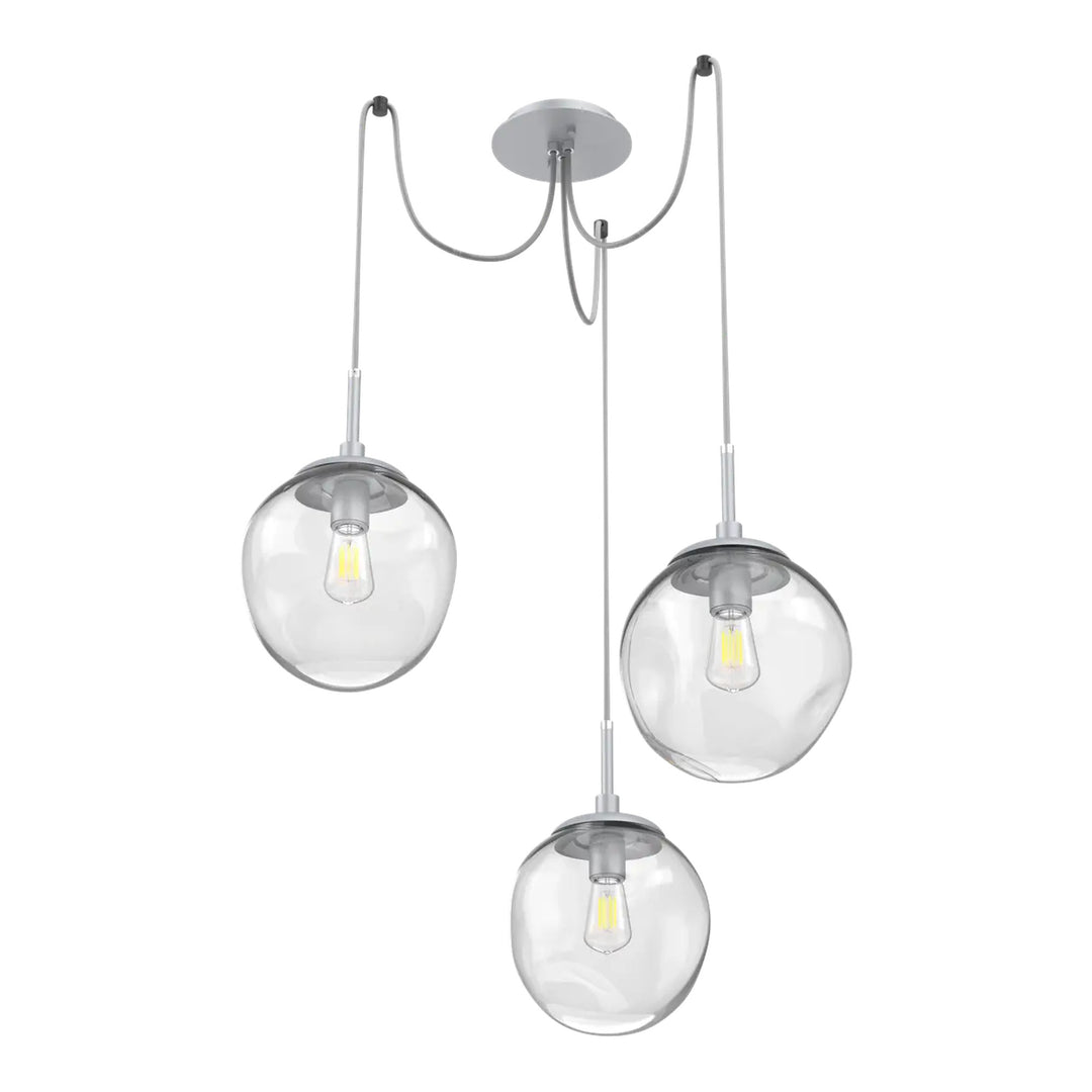 Aster Swag Chandelier by Hammerton Studio 3 Lights in Classic Silver with Clear glass on adjustable cord (E26)
