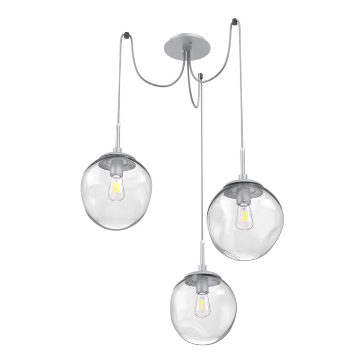 Aster Swag Chandelier by Hammerton Studio 3 Lights in Classic Silver with Clear glass on adjustable cord (E26)
