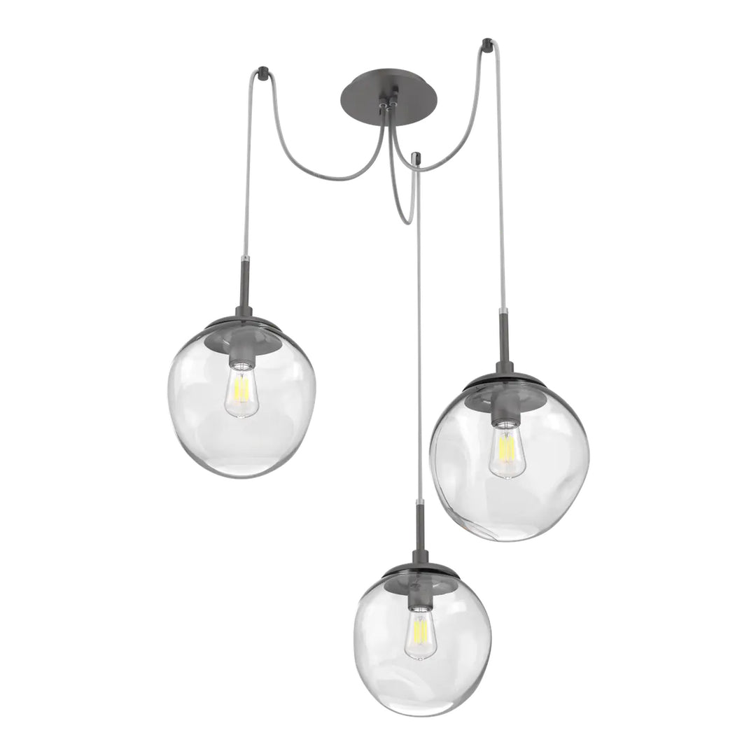 Aster Swag Chandelier by Hammerton Studio 3 Lights in Graphite with Clear glass on adjustable cord (E26)