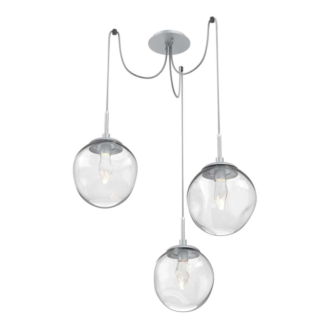 Aster Swag Chandelier by Hammerton Studio 3 Lights in Classic Silver with Clear glass on adjustable cord (LED)