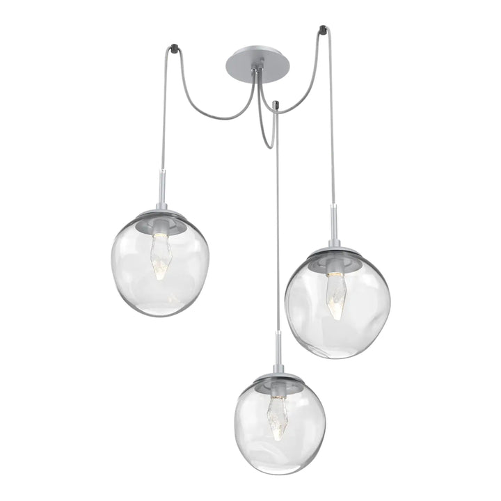 Aster Swag Chandelier by Hammerton Studio 3 Lights in Classic Silver with Clear glass on adjustable cord (LED)
