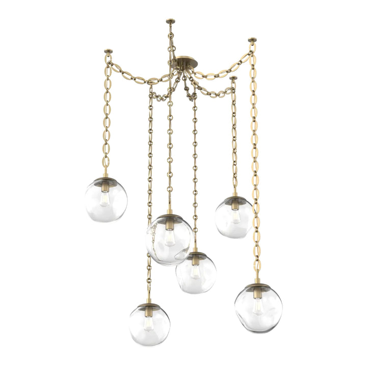 Aster Swag Chandelier by Hammerton Studio 6 Lights in Gilded Brass with Clear glass on chain (E26)