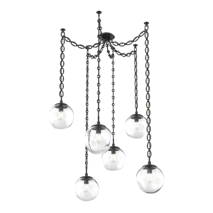 Aster Swag Chandelier by Hammerton Studio 6 Lights in Matte Black with Clear glass on chain (E26)