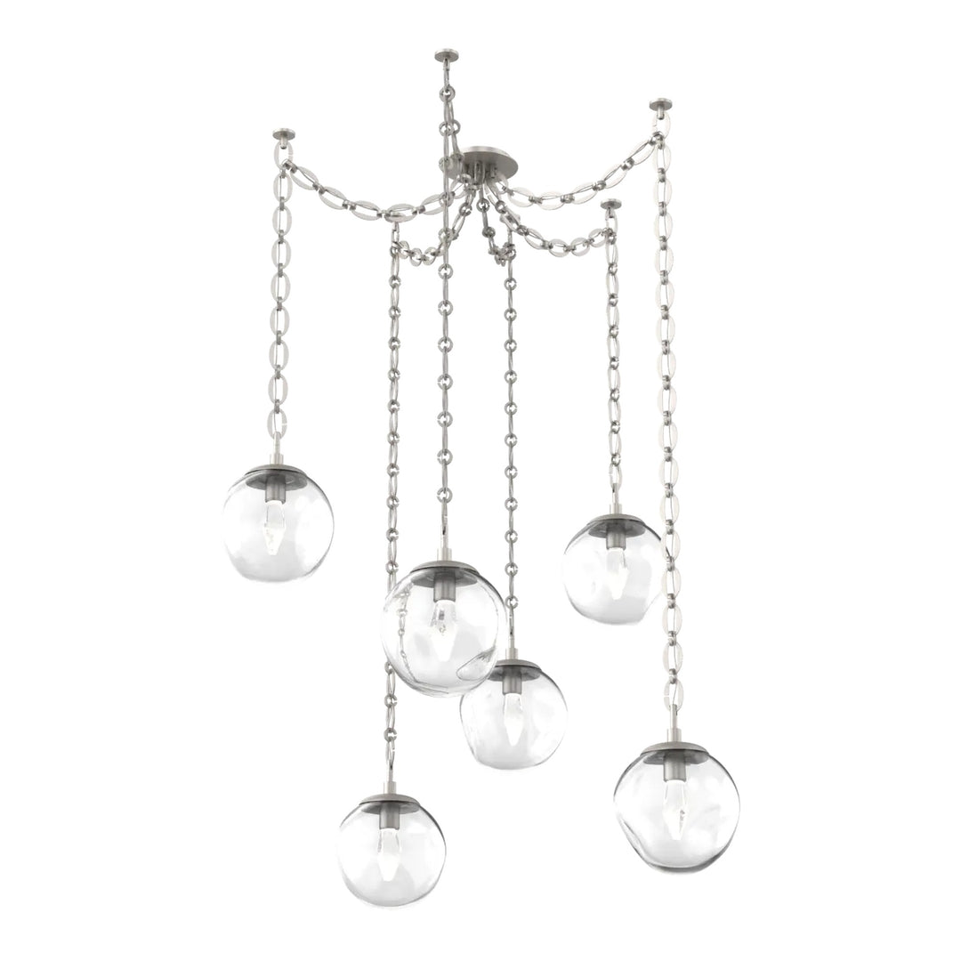 Aster Swag Chandelier by Hammerton Studio 6 Lights in Beige Silver with Clear glass on chain (LED)