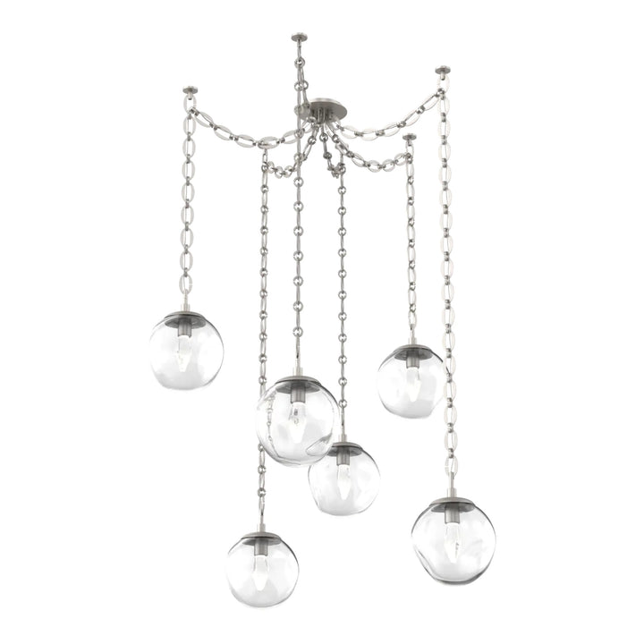 Aster Swag Chandelier by Hammerton Studio 6 Lights in Beige Silver with Clear glass on chain (LED)