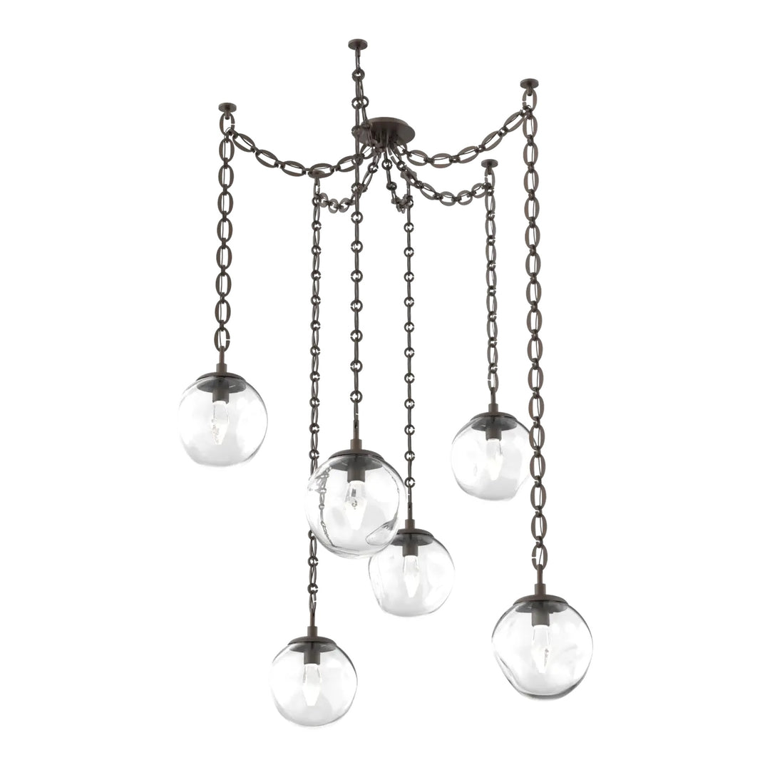 Aster Swag Chandelier by Hammerton Studio 6 Lights in Flat Bronze with Clear glass on chain (LED)