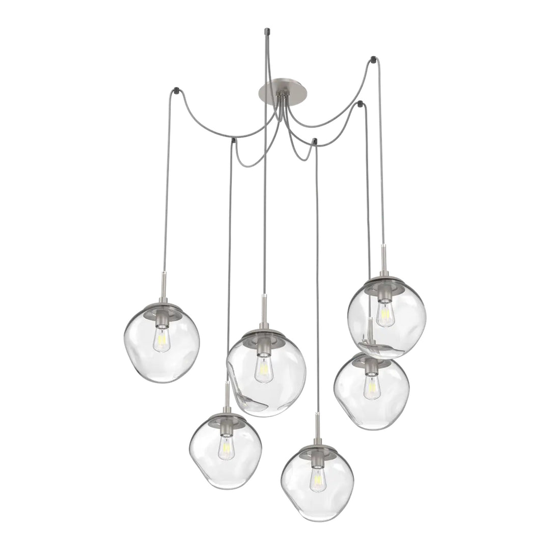 Aster Swag Chandelier by Hammerton Studio 6 Lights in Beige Silver with Clear glass on adjustable cord (E26)