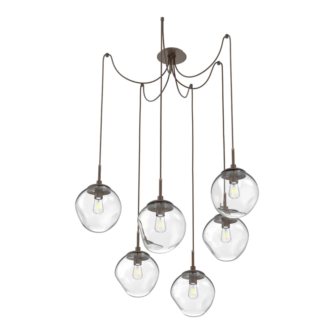 Aster Swag Chandelier by Hammerton Studio 6 Lights in Burnished Bronze with Clear glass on adjustable cord (E26)