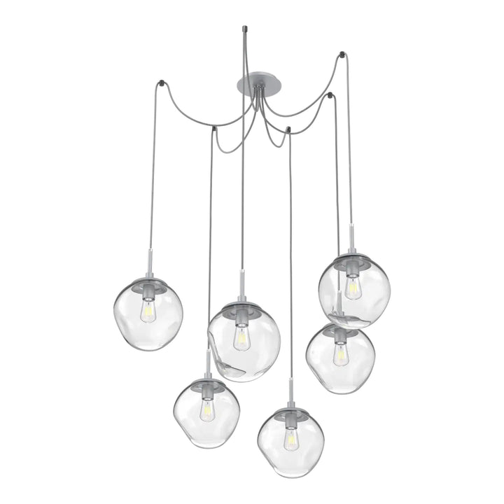 Aster Swag Chandelier by Hammerton Studio 6 Lights in Classic Silver with Clear glass on adjustable cord (E26)