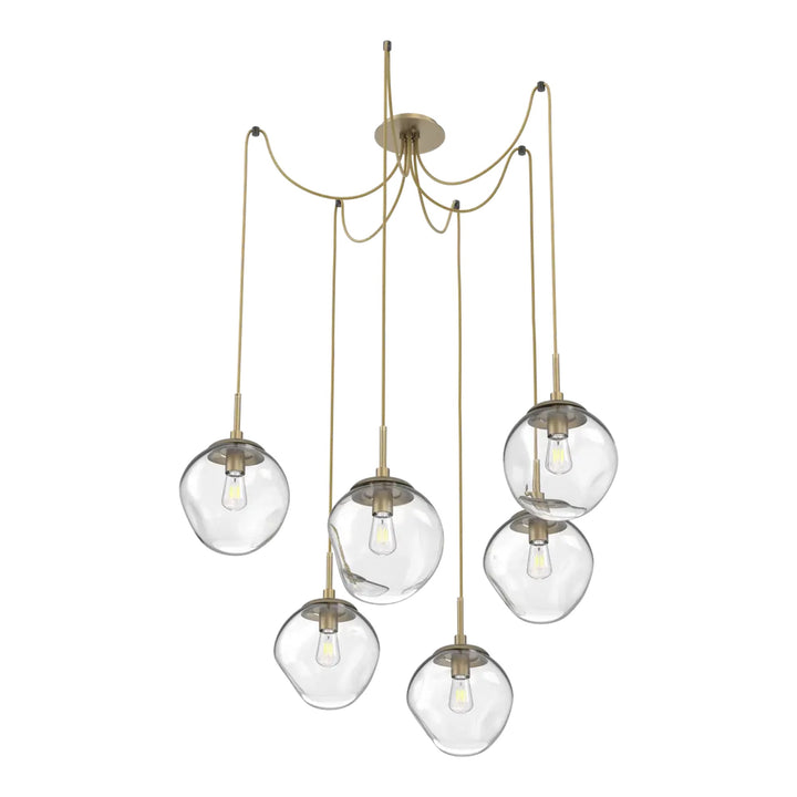 Aster Swag Chandelier by Hammerton Studio 6 Lights in Gilded Brass with Clear glass on adjustable cord (E26)