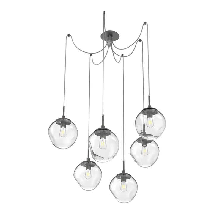Aster Swag Chandelier by Hammerton Studio 6 Lights in Graphite with Clear glass on adjustable cord (E26)