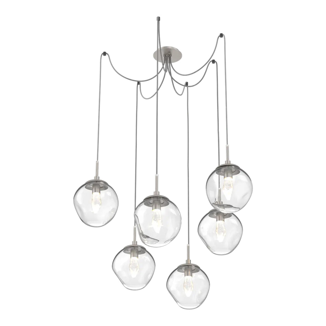 Aster Swag Chandelier by Hammerton Studio 6 Lights in Beige Silver with Clear glass on adjustable cord (LED)