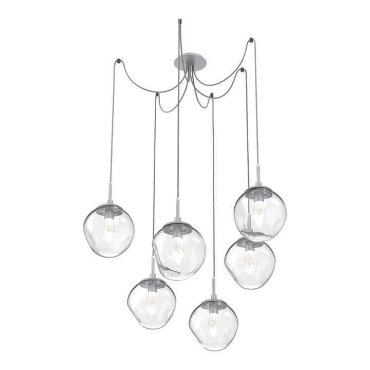 Aster Swag Chandelier by Hammerton Studio 6 Lights in Classic Silver with Clear glass on adjustable cord (LED)