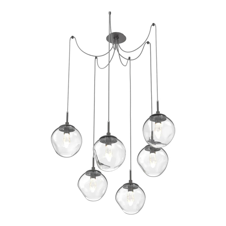 Aster Swag Chandelier by Hammerton Studio 6 Lights in Graphite with Clear glass on adjustable cord (LED)