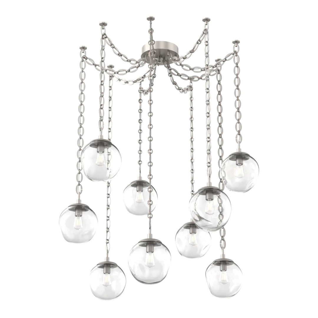 Aster Swag Chandelier by Hammerton Studio 9 Lights in Beige Silver with Clear glass on chain (E26)