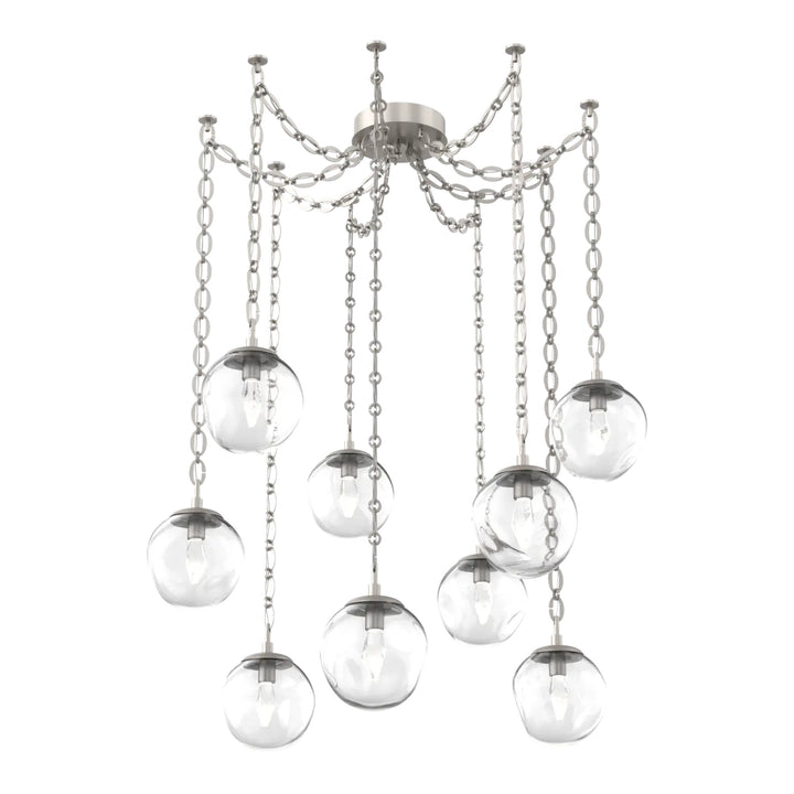 Aster Swag Chandelier by Hammerton Studio 9 Lights in Beige Silver with Clear glass on chain (LED)
