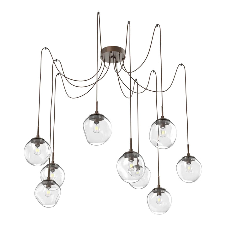 Aster Swag Chandelier by Hammerton Studio 9 Lights in Burnished Bronze with Clear glass on adjustable cord (E26)