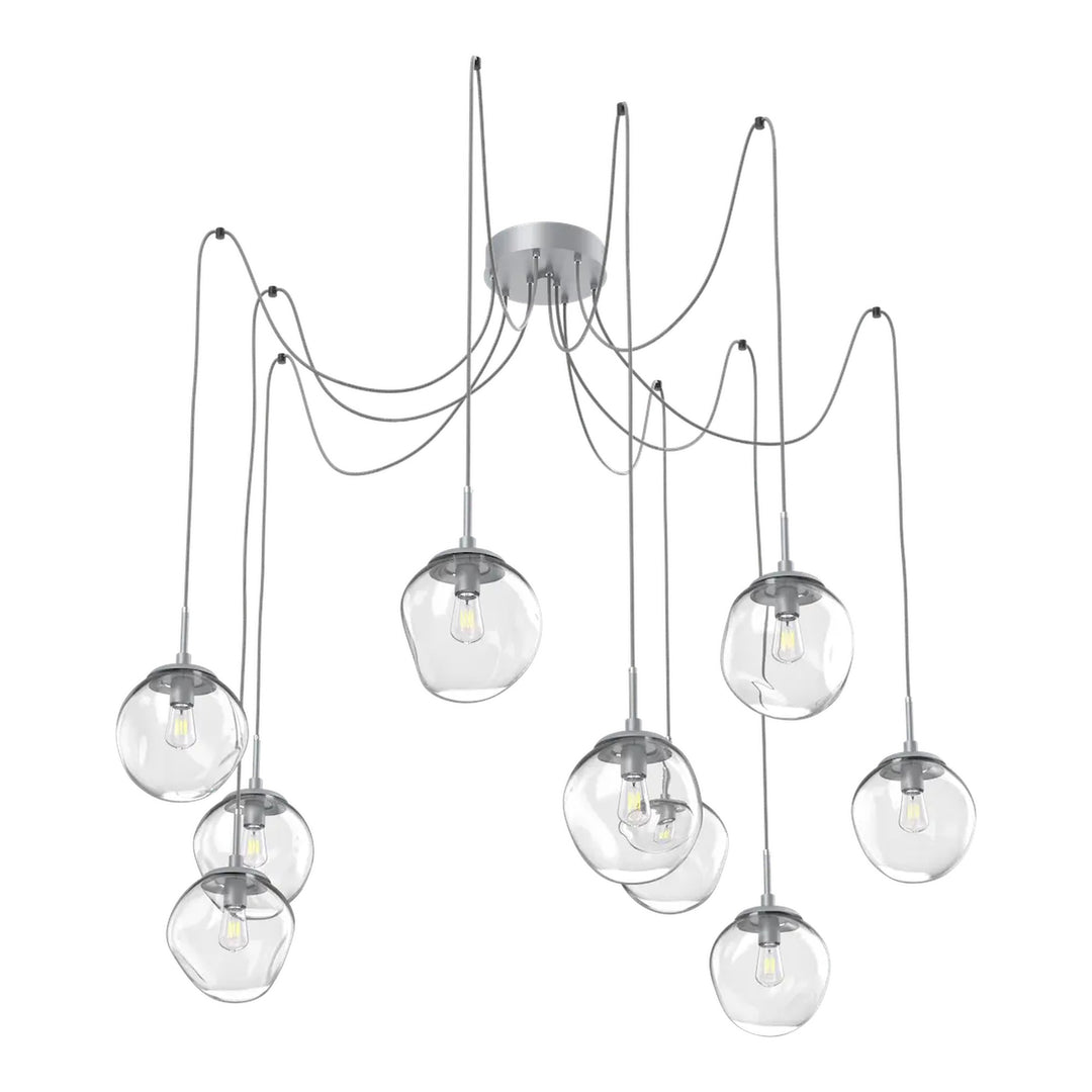 Aster Swag Chandelier by Hammerton Studio 9 Lights in Classic Silver with Clear glass on adjustable cord (E26)