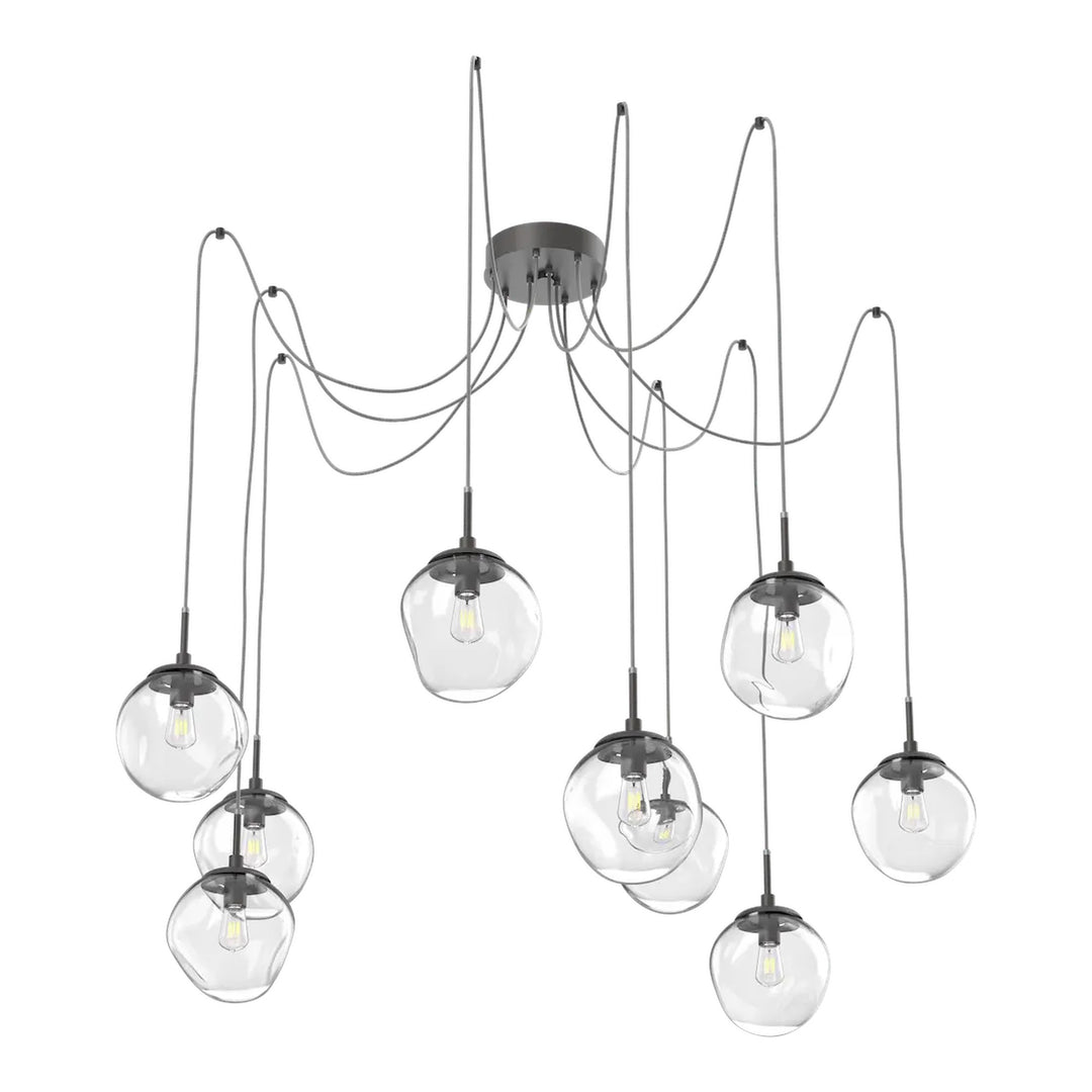 Aster Swag Chandelier by Hammerton Studio 9 Lights in Graphite with Clear glass on adjustable cord (E26)