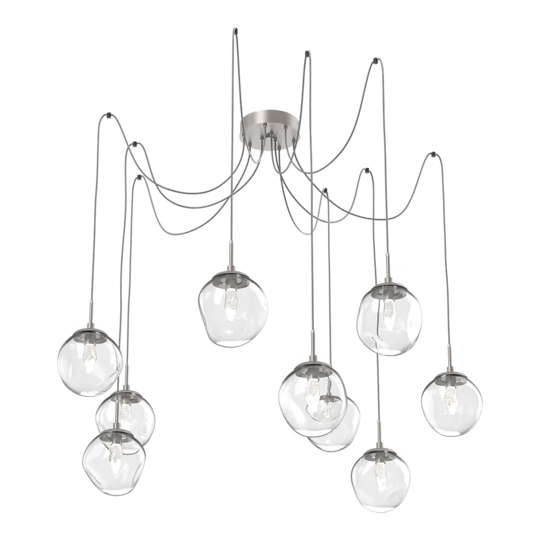 Aster Swag Chandelier by Hammerton Studio 9 Lights in Beige Silver with Clear glass on adjustable cord (LED)