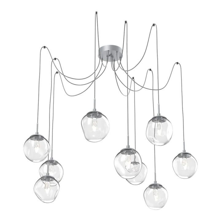 Aster Swag Chandelier by Hammerton Studio 9 Lights in Classic Silver with Clear glass on adjustable cord (LED)