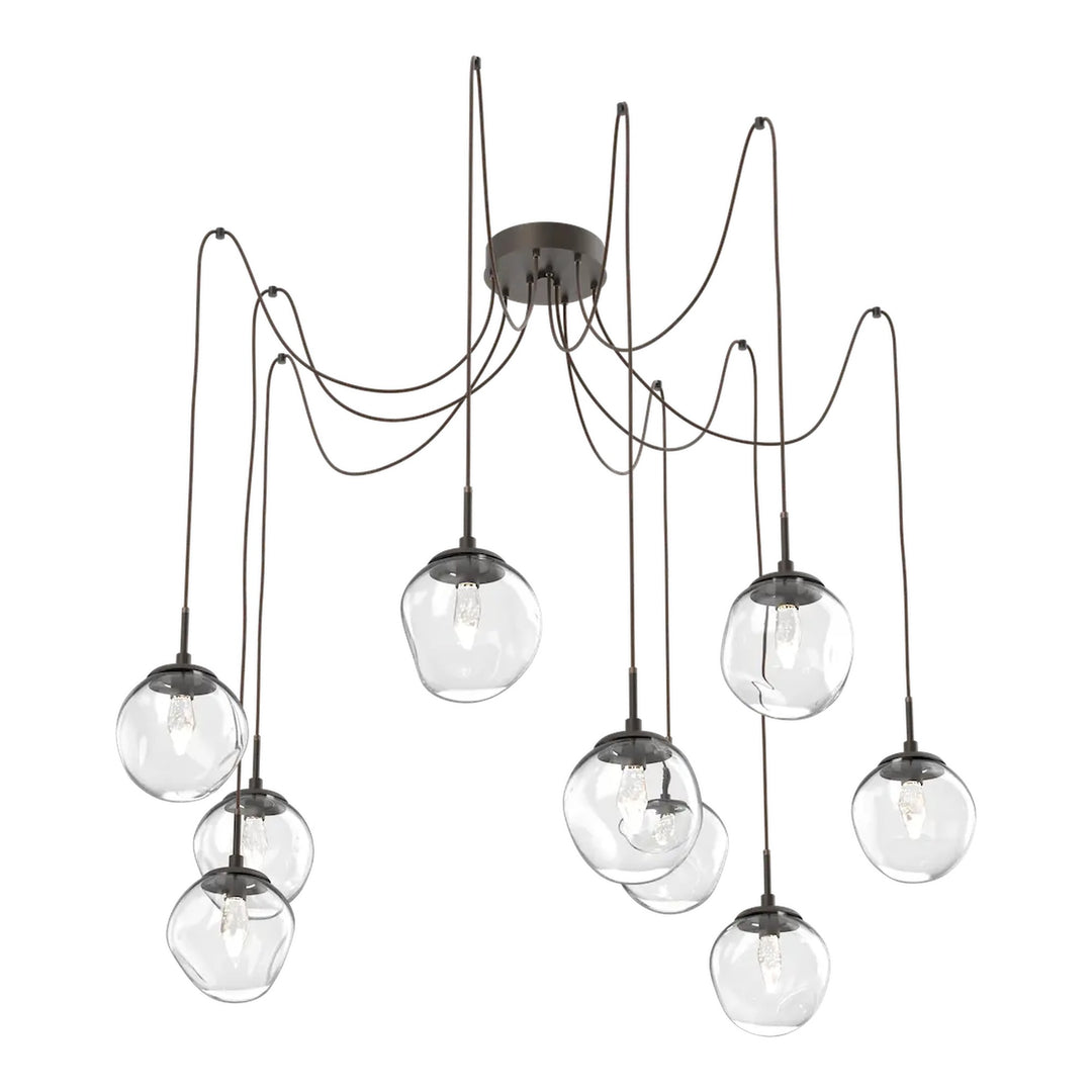 Aster Swag Chandelier by Hammerton Studio 9 Lights in Flat Bronze with Clear glass on adjustable cord (LED)