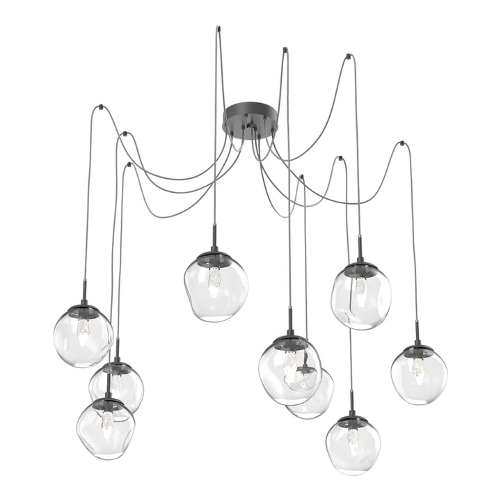 Aster Swag Chandelier by Hammerton Studio 9 Lights in Graphite with Clear glass on adjustable cord (LED)